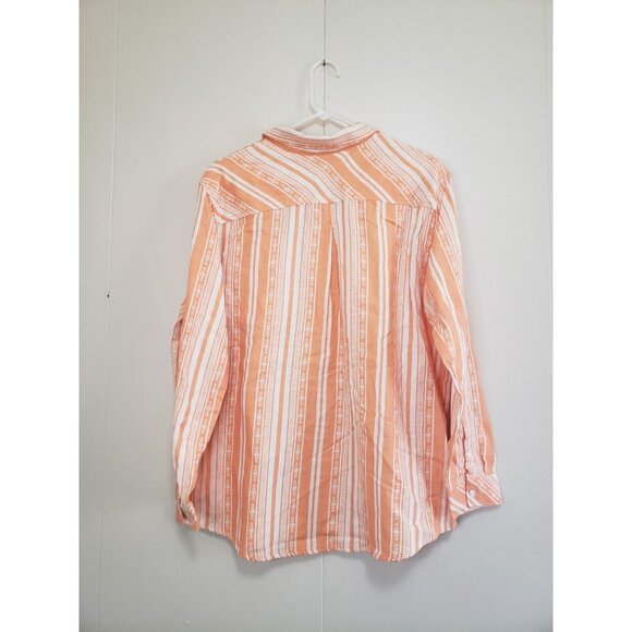 Wrangler Wrancher Womens L Shirt Orange Western Aztec Stripe Rodeo Cotton NWT - Picture 2 of 7